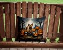 Norwich Terrier Spooky Halloween Throw Pillow Machine Washable, Indoor Outdoor Decorative Pillow for Couch, Bed or Patio, 14Hx14W