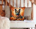 German Shepherd Fall Throw Pillow Machine Washable, Indoor Outdoor Decorative Pillow for Couch, Bed or Patio, 14Hx14W
