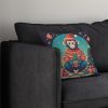 Monkey Christmas Throw Pillow Machine Washable, Indoor Outdoor Decorative Pillow for Couch, Bed or Patio, 14Hx14W