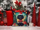 Black Toy Poodle Christmas Throw Pillow Machine Washable, Indoor Outdoor Decorative Pillow for Couch, Bed or Patio, 14Hx14W