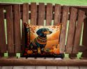 Dachshund Fall Throw Pillow Machine Washable, Indoor Outdoor Decorative Pillow for Couch, Bed or Patio, 14Hx14W