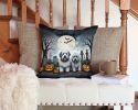 Old English Sheepdog Spooky Halloween Throw Pillow Machine Washable, Indoor Outdoor Decorative Pillow for Couch, Bed or Patio, 14Hx14W