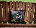Shih Tzu Spooky Halloween Throw Pillow Machine Washable, Indoor Outdoor Decorative Pillow for Couch, Bed or Patio, 14Hx14W