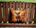 Chihuahua Fall Throw Pillow Machine Washable, Indoor Outdoor Decorative Pillow for Couch, Bed or Patio, 14Hx14W