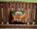 Poodle Fall Throw Pillow Machine Washable, Indoor Outdoor Decorative Pillow for Couch, Bed or Patio, 14Hx14W