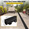 VEVOR Trench Drain System,5.8x5.2x39.4-Inch HDPE Drainage Trench,Channel Drain with Plastic Grate,Black Plastic Garage Floor Drain