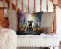 Border Terrier Spooky Halloween Throw Pillow Machine Washable, Indoor Outdoor Decorative Pillow for Couch, Bed or Patio, 14Hx14W