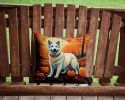 White German Shepherd Fall Throw Pillow Machine Washable, Indoor Outdoor Decorative Pillow for Couch, Bed or Patio, 14Hx14W