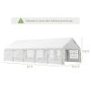 Outsunny Heavy Duty Carport Canopy 32x16ft Party/Wedding Tent White with Removable Sidewalls Outdoor