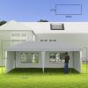 Outsunny 10' x 20' Pop Up Canopy Tent with 4 Sidewalls, Instant Gazebo with Carry Bag for Garden, Patio, White