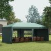 Outsunny 10'x20' Pop Up Gazebo with 4 Removable Sidewalls, Wedding & Event Canopy with Carry Bag, Green