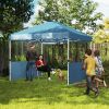 Outsunny 10' x 10' Pop Up Canopy Tent with 2 Half Sidewalls, UV50+ Instant Sun Shelter with Wheeled Carry Bag, Dark Blue