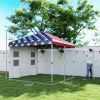Outsunny 10' x 10' Pop Up Canopy Tent w/ Sidewall, Height Adjustable Instant Sun Shelter w/ Storage Pockets, American Flag Print