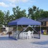 Outsunny 10' x 10' Pop Up Canopy Party Tent with 3-Level Adjustable Height, Easy Move Roller Bag, Blue
