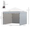 Outsunny 10' x 10' Pop Up Canopy with Leg Weight Bags, Carry Bag, 3 Sidewalls, Height Adjustable ,Event Shelter Gazebo for Garden, White