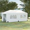 Outsunny 10x20 Pop Up Canopy, Sidewalls, Double Doors, Wheeled Bag, White