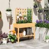 Outsunny Wooden Raised Garden Bed with Trellis, Outdoor Planter Box with Storage Shelf for Vegetables, Flowers, Herbs