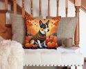 Basenji Fall Throw Pillow Machine Washable, Indoor Outdoor Decorative Pillow for Couch, Bed or Patio, 14Hx14W
