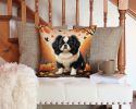 Japanese Chin Fall Throw Pillow Machine Washable, Indoor Outdoor Decorative Pillow for Couch, Bed or Patio, 14Hx14W