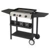 3-Burner Flat Top Gas Griddle Cooking Station with Ceramic Coated Cast Iron Pan, 30
