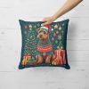 Welsh Terrier Christmas Throw Pillow Machine Washable, Indoor Outdoor Decorative Pillow for Couch, Bed or Patio, 14Hx14W