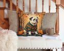 White English Bulldog Fall Throw Pillow Machine Washable, Indoor Outdoor Decorative Pillow for Couch, Bed or Patio, 14Hx14W