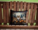 Pomeranian Spooky Halloween Throw Pillow Machine Washable, Indoor Outdoor Decorative Pillow for Couch, Bed or Patio, 14Hx14W