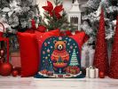 Bear Christmas Throw Pillow Machine Washable, Indoor Outdoor Decorative Pillow for Couch, Bed or Patio, 14Hx14W