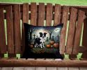 Border Collie Spooky Halloween Throw Pillow Machine Washable, Indoor Outdoor Decorative Pillow for Couch, Bed or Patio, 14Hx14W