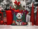 Old English Sheepdog Christmas Throw Pillow Machine Washable, Indoor Outdoor Decorative Pillow for Couch, Bed or Patio, 14Hx14W