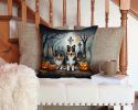 Sheltie Spooky Halloween Throw Pillow Machine Washable, Indoor Outdoor Decorative Pillow for Couch, Bed or Patio, 14Hx14W