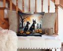 Doberman Pinscher Spooky Halloween Throw Pillow Machine Washable, Indoor Outdoor Decorative Pillow for Couch, Bed or Patio, 14Hx14W