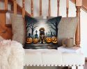 Bloodhound Spooky Halloween Throw Pillow Machine Washable, Indoor Outdoor Decorative Pillow for Couch, Bed or Patio, 14Hx14W