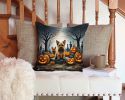 Norwich Terrier Spooky Halloween Throw Pillow Machine Washable, Indoor Outdoor Decorative Pillow for Couch, Bed or Patio, 14Hx14W