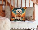 Poodle Fall Throw Pillow Machine Washable, Indoor Outdoor Decorative Pillow for Couch, Bed or Patio, 14Hx14W