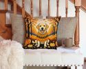 Yellow Labrador Retriever Fall Throw Pillow Machine Washable, Indoor Outdoor Decorative Pillow for Couch, Bed or Patio, 14Hx14W