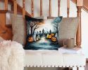 Ghosts Spooky Halloween Throw Pillow Machine Washable, Indoor Outdoor Decorative Pillow for Couch, Bed or Patio, 14Hx14W