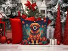 Tibetan Mastiff Christmas Throw Pillow Machine Washable, Indoor Outdoor Decorative Pillow for Couch, Bed or Patio, 14Hx14W