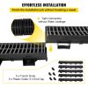 VEVOR Trench Drain System, Channel Drain with Plastic Grate, 5.7x3.1-Inch HDPE Drainage Trench, Black Plastic Garage Floor Drain