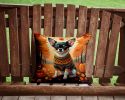 Tricolor Chihuahua Fall Throw Pillow Machine Washable, Indoor Outdoor Decorative Pillow for Couch, Bed or Patio, 14Hx14W