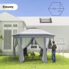 Outsunny 13' x 13' Pop Up Gazebo Hexagonal Canopy Shelter with 6 Zippered Mesh Netting for Patio Backyard Garden Wedding Party