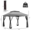 Outsunny Outdoor Patio Pop Up Canopy Gazebo Shelter with Zipper Netting, Carry Bag, 10.7'x10.7'x8.9', Light Gray