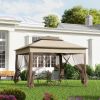 Outsunny 11' x 11' Pop Up Gazebo Outdoor Canopy Shelter with 2-Tier Soft Top, Removable Zipper Netting w/ Large Shade, Storage Bag for Patio, Khaki