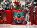 Gorilla Christmas Throw Pillow Machine Washable, Indoor Outdoor Decorative Pillow for Couch, Bed or Patio, 14Hx14W
