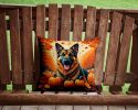 German Shepherd Fall Throw Pillow Machine Washable, Indoor Outdoor Decorative Pillow for Couch, Bed or Patio, 14Hx14W