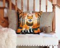Shiba Inu Fall Throw Pillow Machine Washable, Indoor Outdoor Decorative Pillow for Couch, Bed or Patio, 14Hx14W
