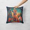 Rhodesian Ridgeback Christmas Throw Pillow Machine Washable, Indoor Outdoor Decorative Pillow for Couch, Bed or Patio, 14Hx14W