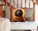 Boykin Spaniel Fall Throw Pillow Machine Washable, Indoor Outdoor Decorative Pillow for Couch, Bed or Patio, 14Hx14W