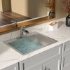 Top Mount Stainless Steel Bathroom Sink Drop -in Rectangle Vessel Basin With Pop-up Drainer (21in.*13in.*6in.)