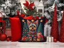 Yorkie Yorkshire Terrier Christmas Throw Pillow Machine Washable, Indoor Outdoor Decorative Pillow for Couch, Bed or Patio, 14Hx14W